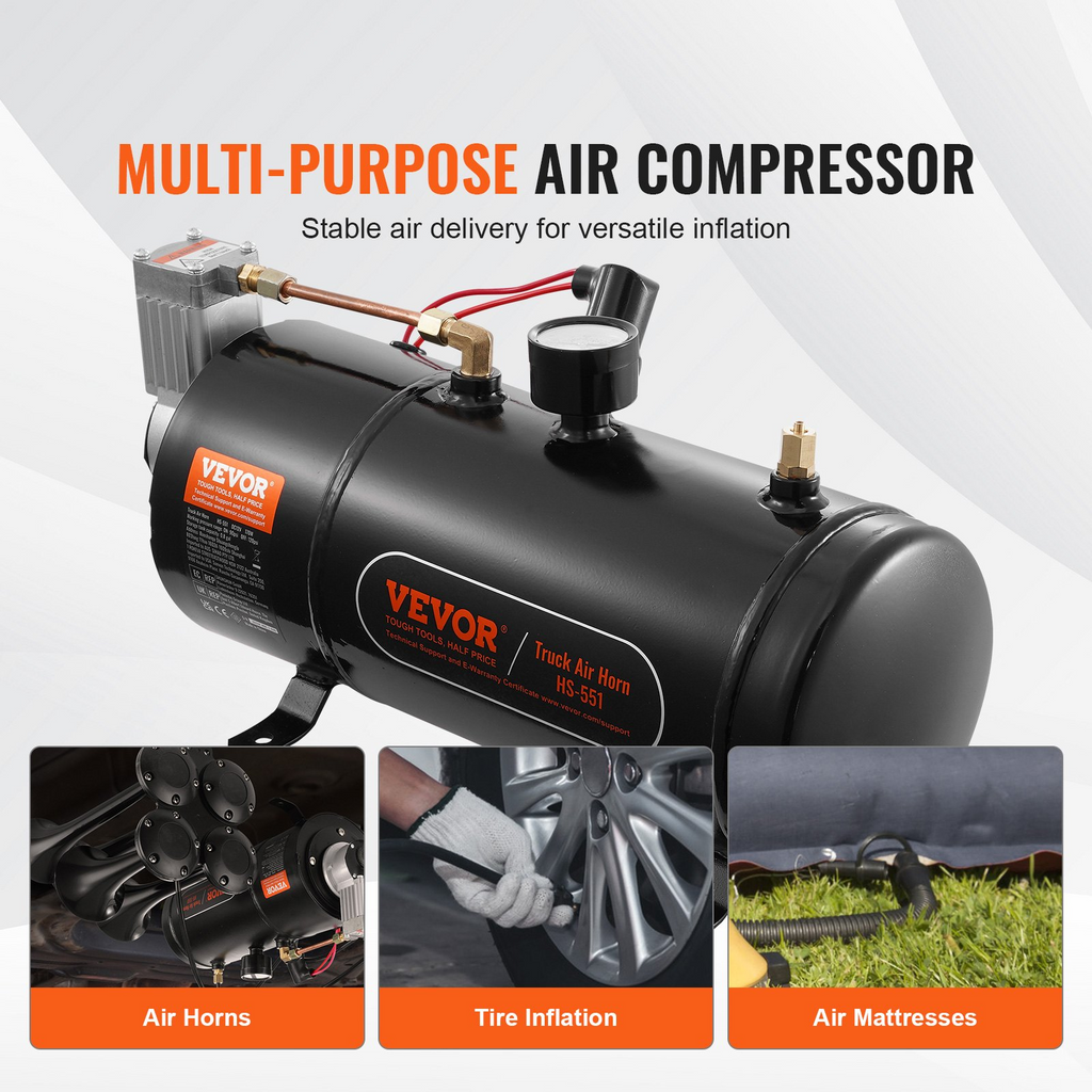 Compresor de aire VEVOR de 12 V con tanque de 0,8 galones/3 L c120 psi