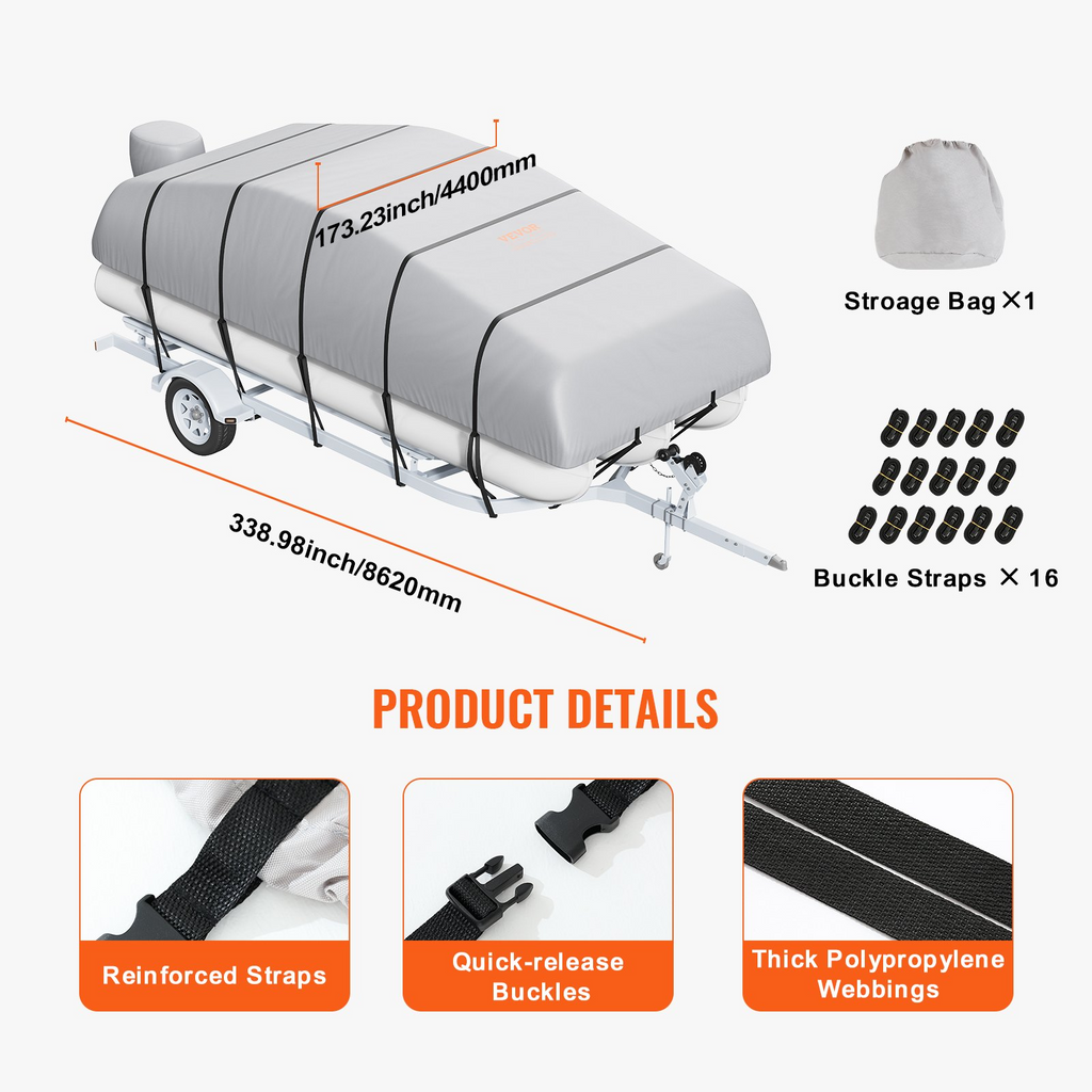 Funda para pontón de 23 a 24 pies impermeable remolcable tejido Oxford de PU de grado marino 800D