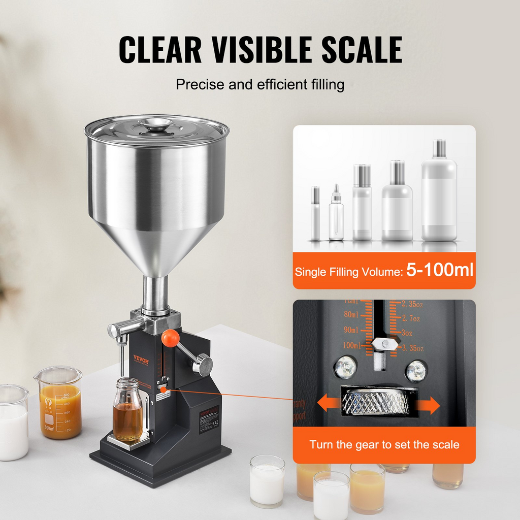 Máquina llenadora manual de líquidos en pasta VEVOR llenadora de botellas de 5 a 100 ml