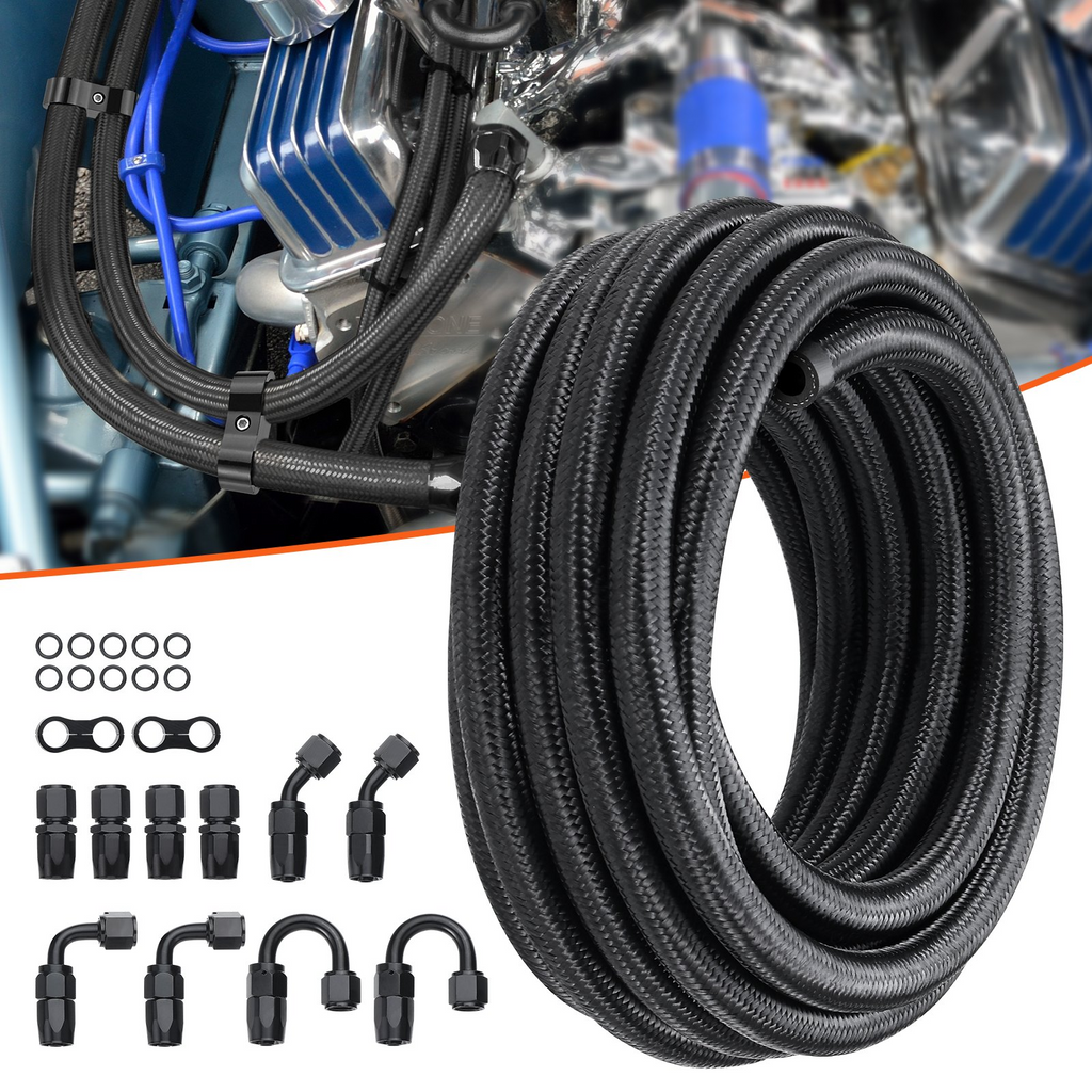 Kit de línea de combustible VEVOR 8AN 20 pies 0,43" adaptador de conexión giratoria
