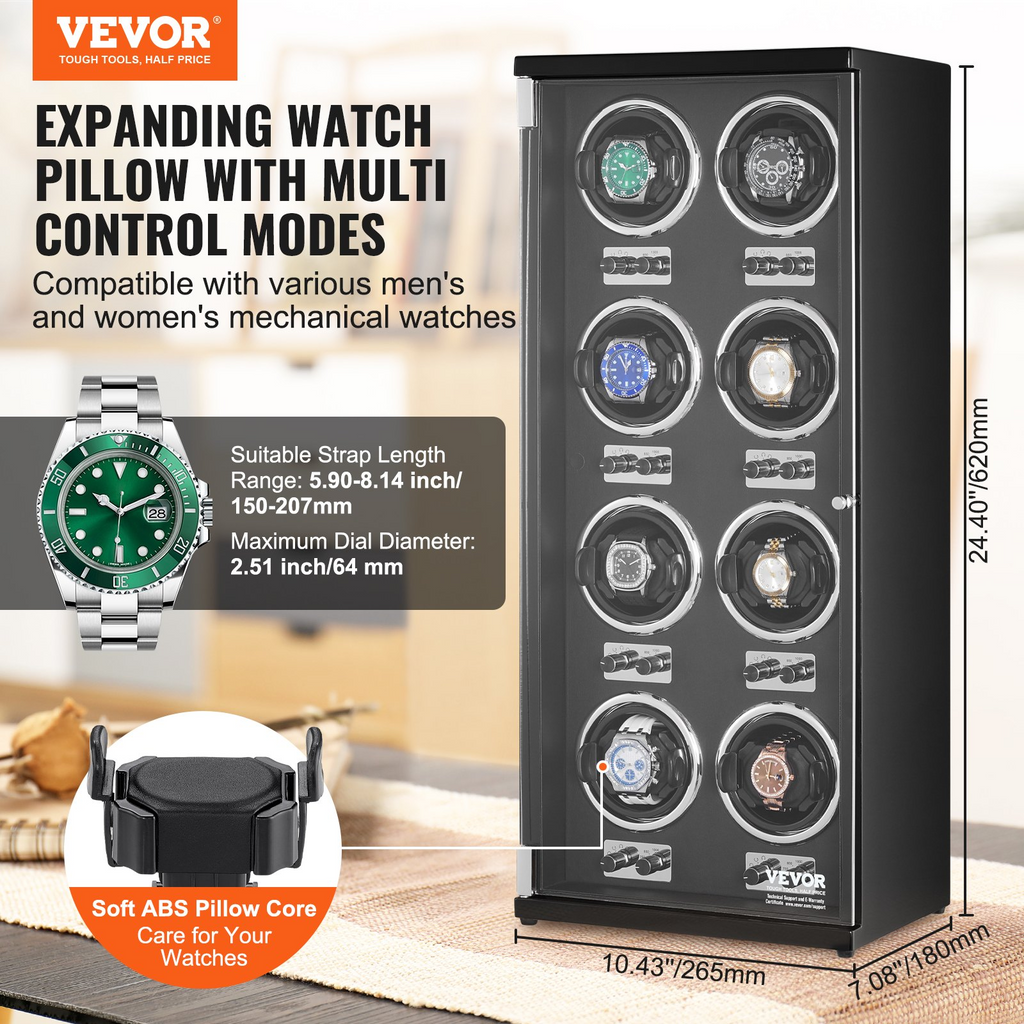 VEVOR Watch Winder para 8 relojes automáticos para hombres y mujeres con 8 motores