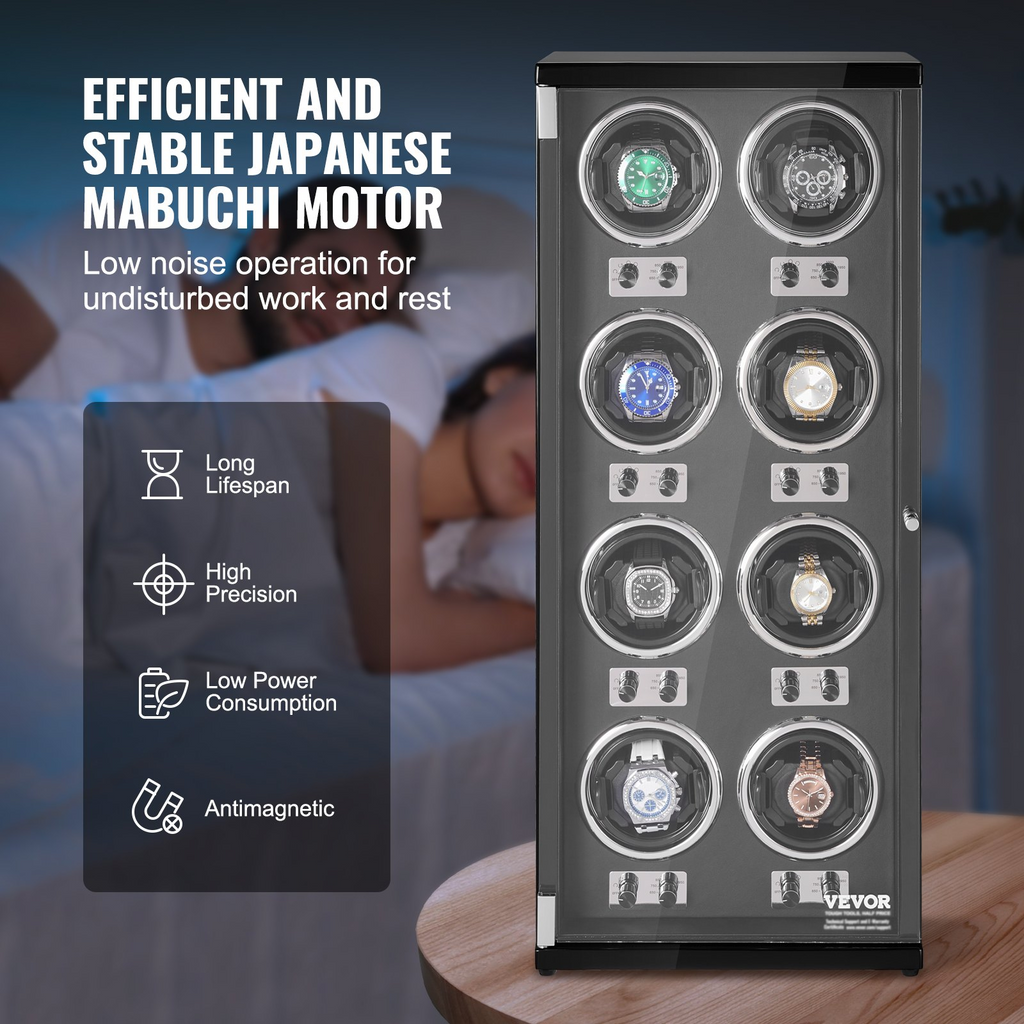 VEVOR Watch Winder para 8 relojes automáticos para hombres y mujeres con 8 motores