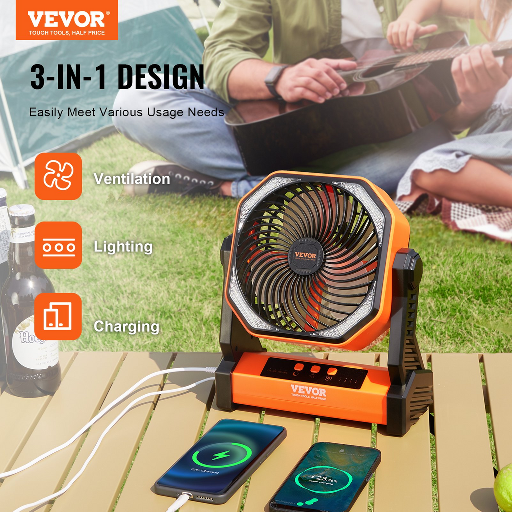 Ventilador portátil VEVOR recargable de 8 pulgadas