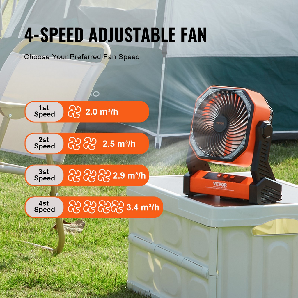 Ventilador portátil VEVOR recargable de 8 pulgadas