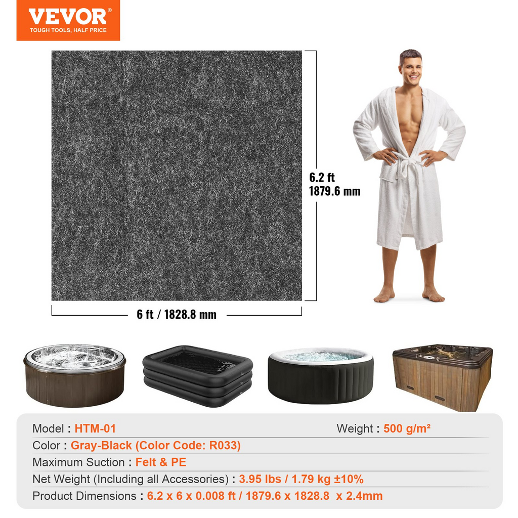 Alfombrilla para bañera de hidromasaje de 74 x 72 pulgadas