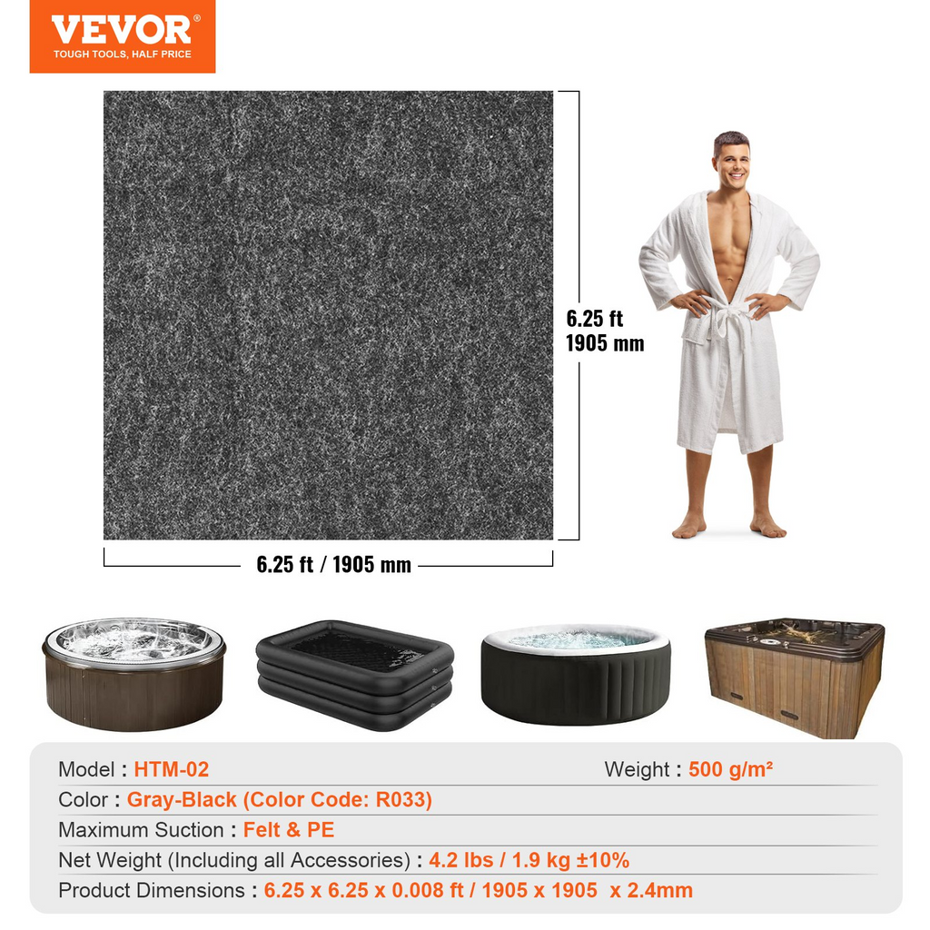 Alfombrilla para bañera de hidromasaje de 75 x 75 pulgadas