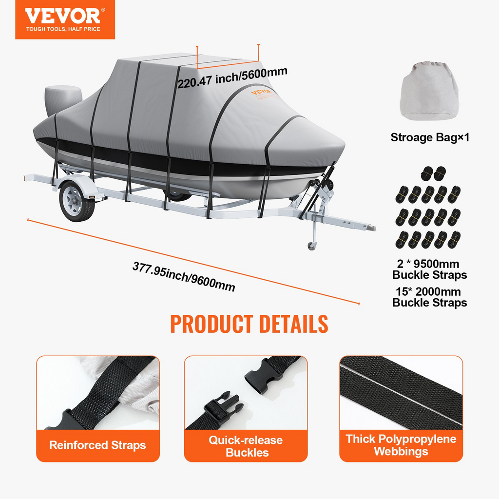 Cubierta impermeable para barco remolcable de 24'-26' PU Oxford de grado marino 600D