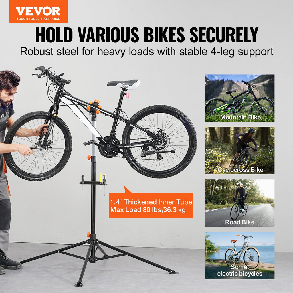 VEVOR - Soporte de reparación de bicicletas de acero resistente de 80 libras