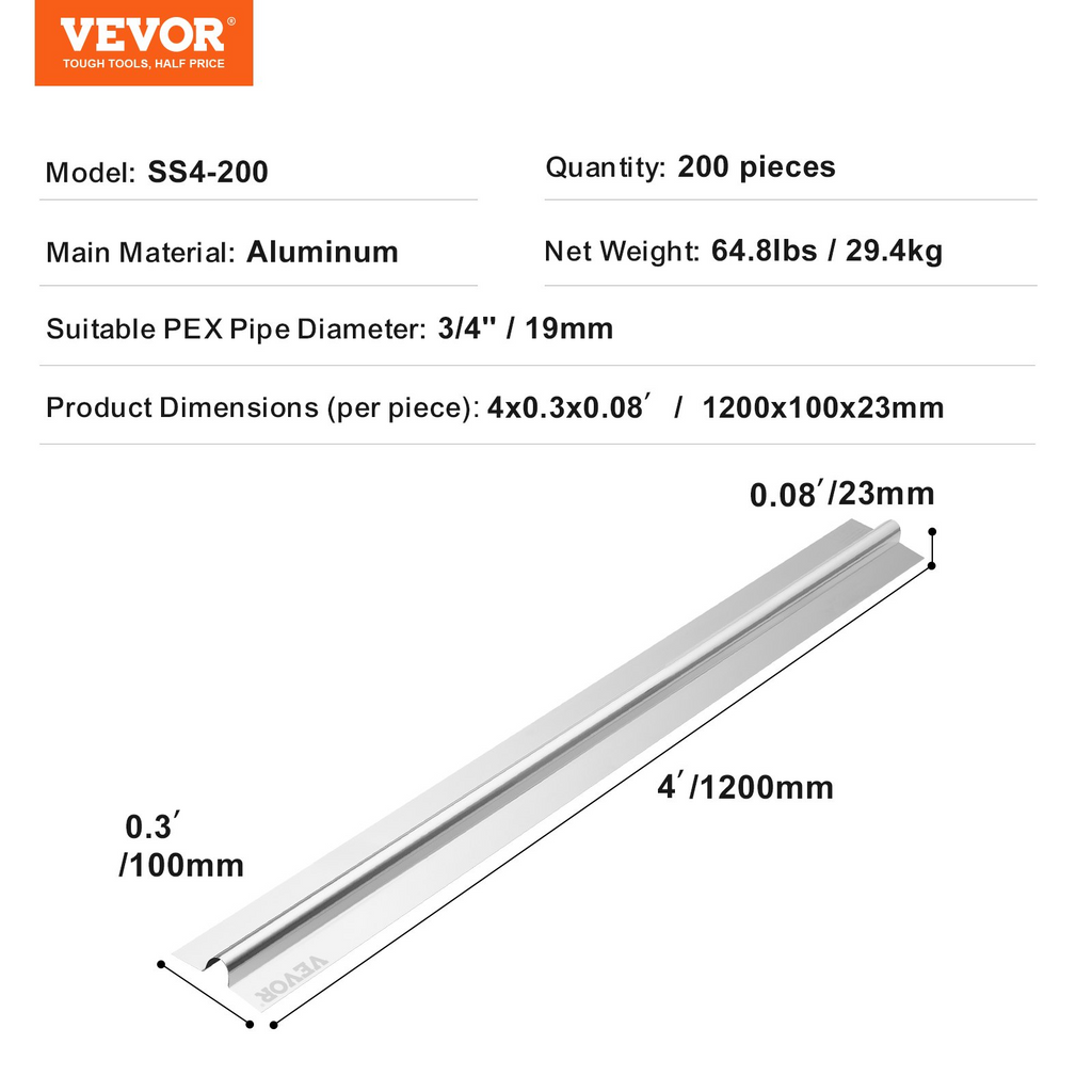 Placas de transferencia de calor VEVOR PEX de 4 pies para tuberías PEX de 3/4"