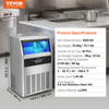 VEVOR Máquina para hacer hielo comercial 130 lb/24 h con capacidad de almacenamiento de 33 lb