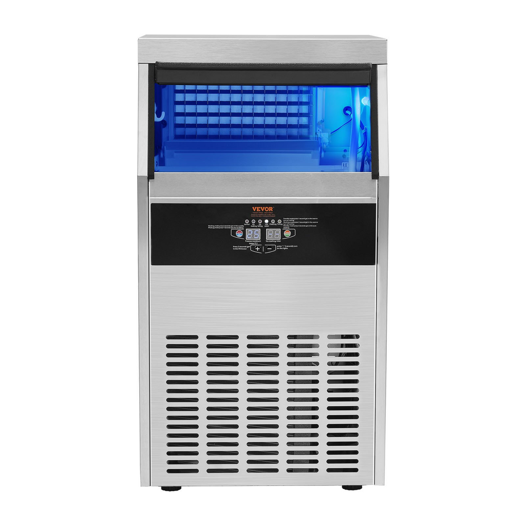 VEVOR Máquina para hacer hielo comercial 130 lb/24 h con capacidad de almacenamiento de 33 lb