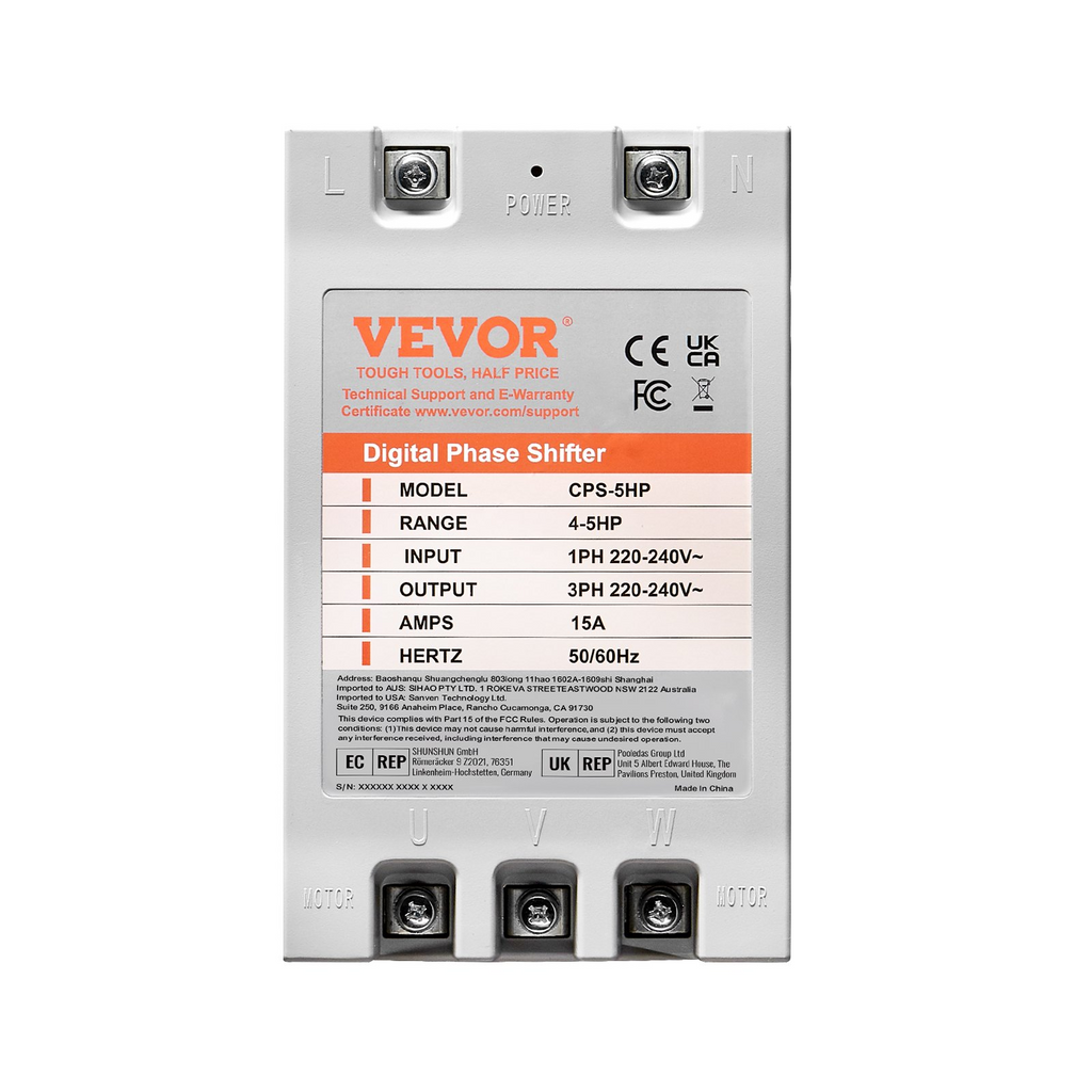 Convertidor monofásico a trifásico de 5 HP 15 A 220 V a 240 V