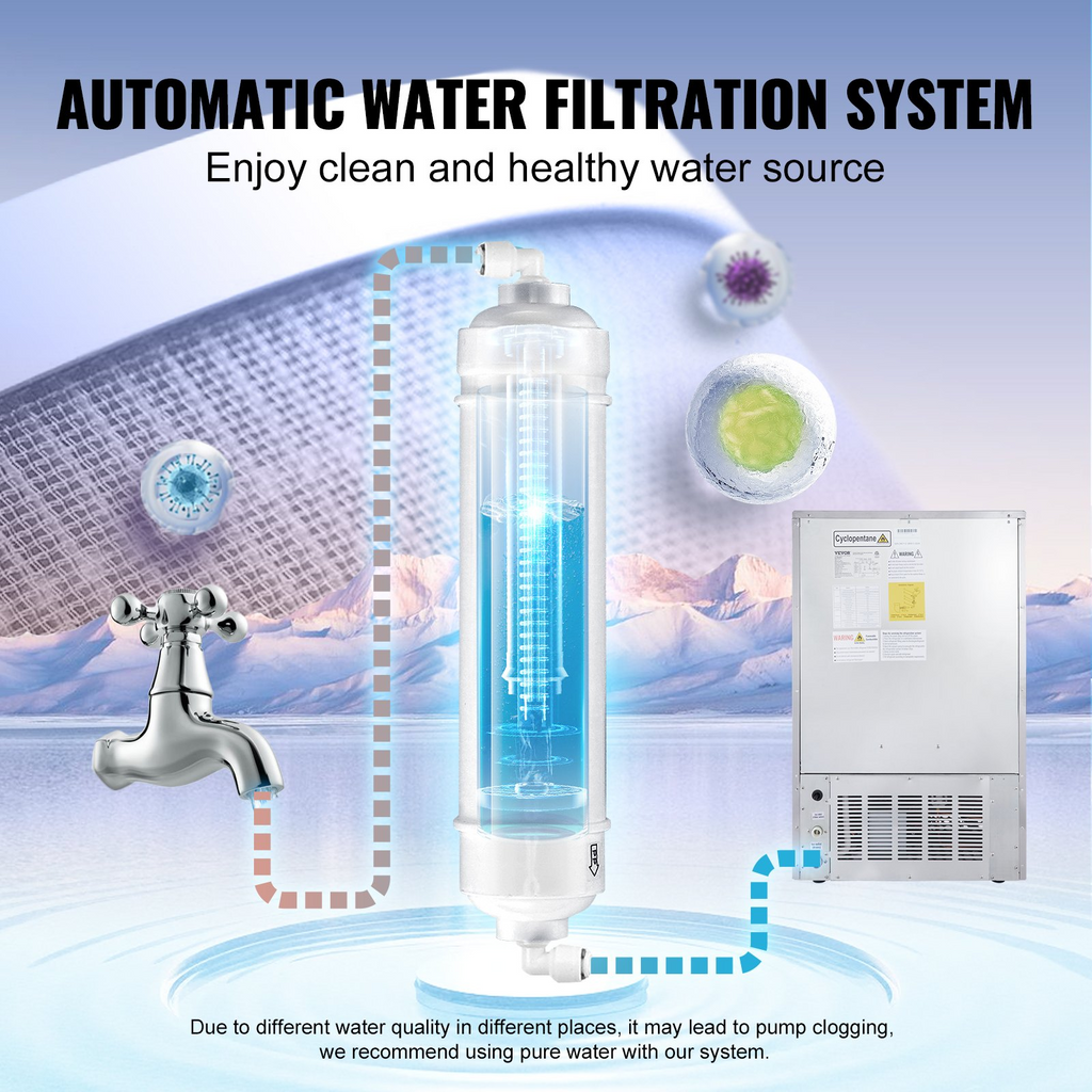 VEVOR Máquina para fabricar hielo comercial 265 lb/24 h capacidad de almacenamiento de 88 lb