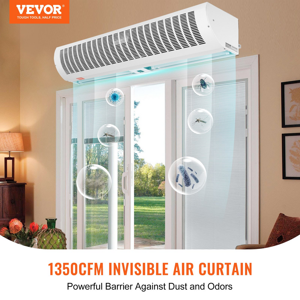 Cortina de aire comercial para interiores VEVOR de 42" 2 velocidades 1350 CFM 110 V