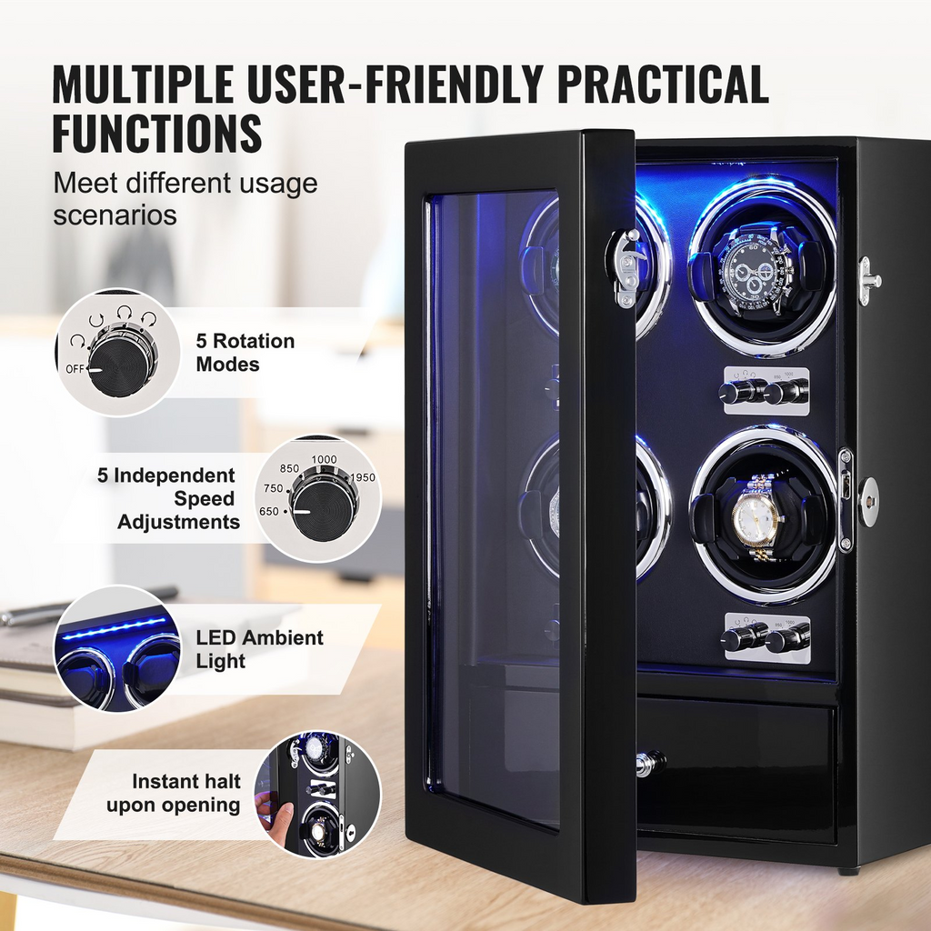 VEVOR Watch Winder para 4 relojes automáticos para hombres y mujeres con 4 motores