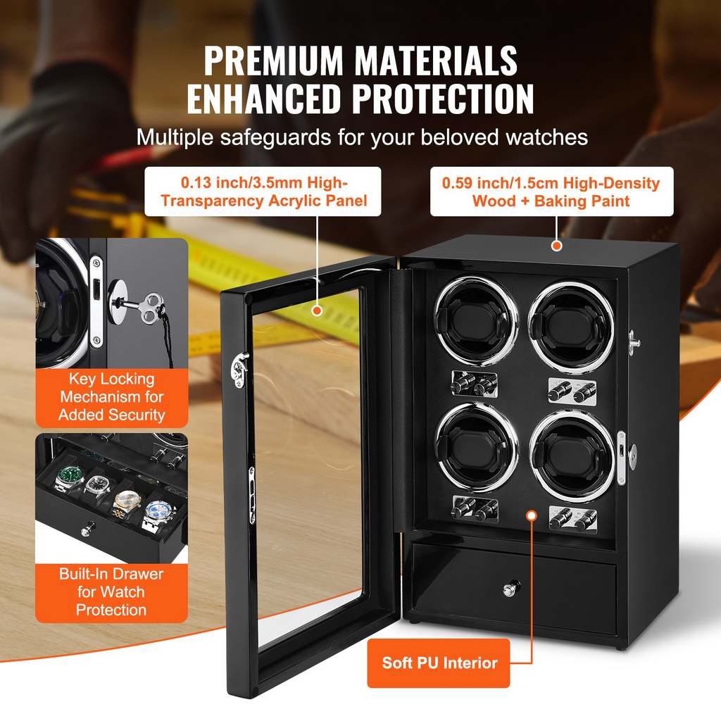 VEVOR Watch Winder para 4 relojes automáticos para hombres y mujeres con 4 motores