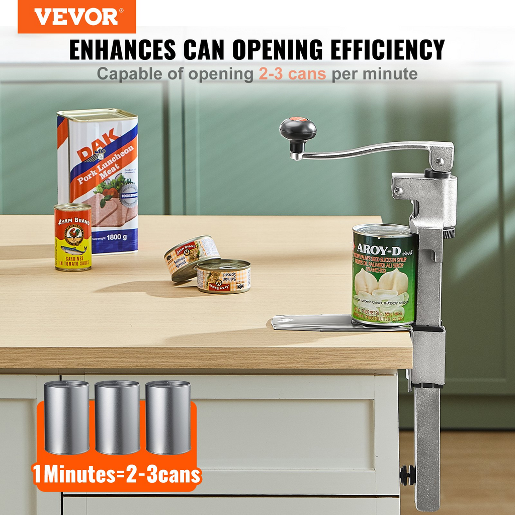 Abrelatas manual para latas grandes altura ajustable de hasta 11,8" de alto