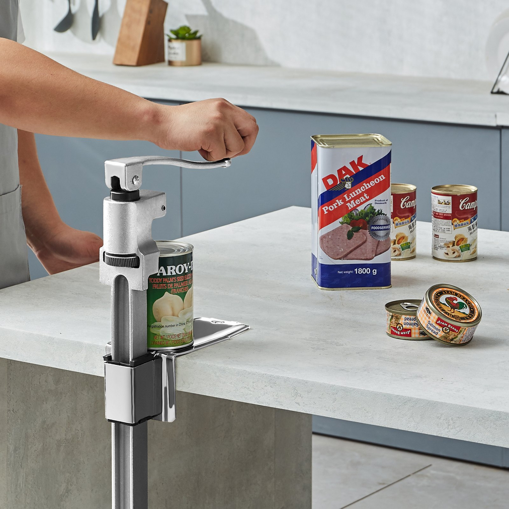 Abrelatas manual para latas grandes altura ajustable de hasta 11,8" de alto