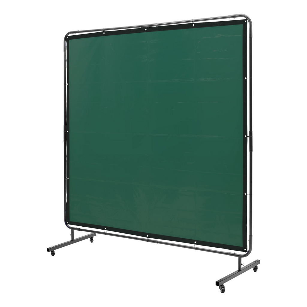 Pantalla de soldadura VEVOR con marco de 6' x 6' sobre 4 ruedas giratorias (2 bloqueables)