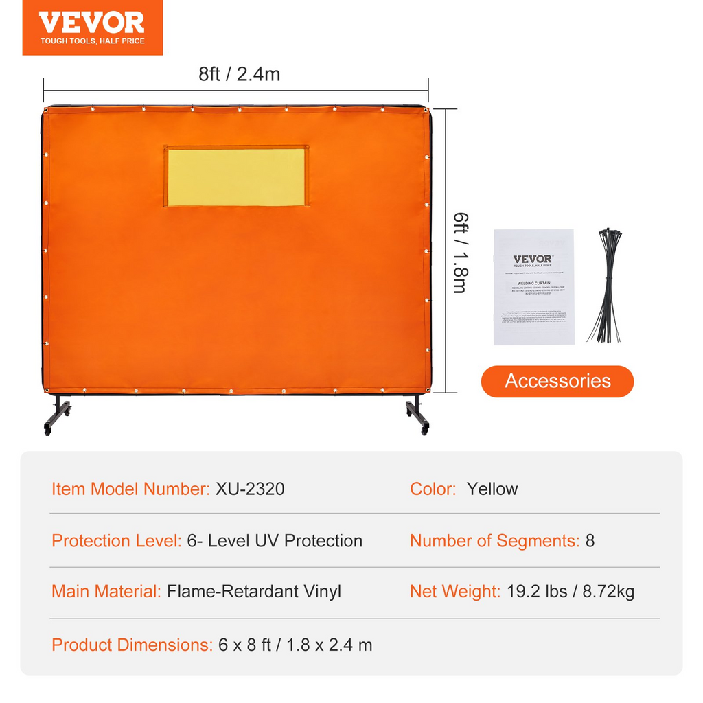 Pantalla de soldadura VEVOR con marco de 6' x 8'
