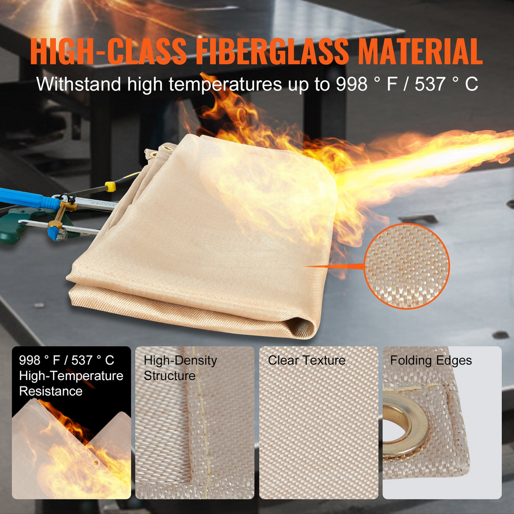 Manta de soldadura VEVOR paquete de 2 tratada térmicamente de 4 pies x 6 pies resistentes al calor de hasta 998 °F