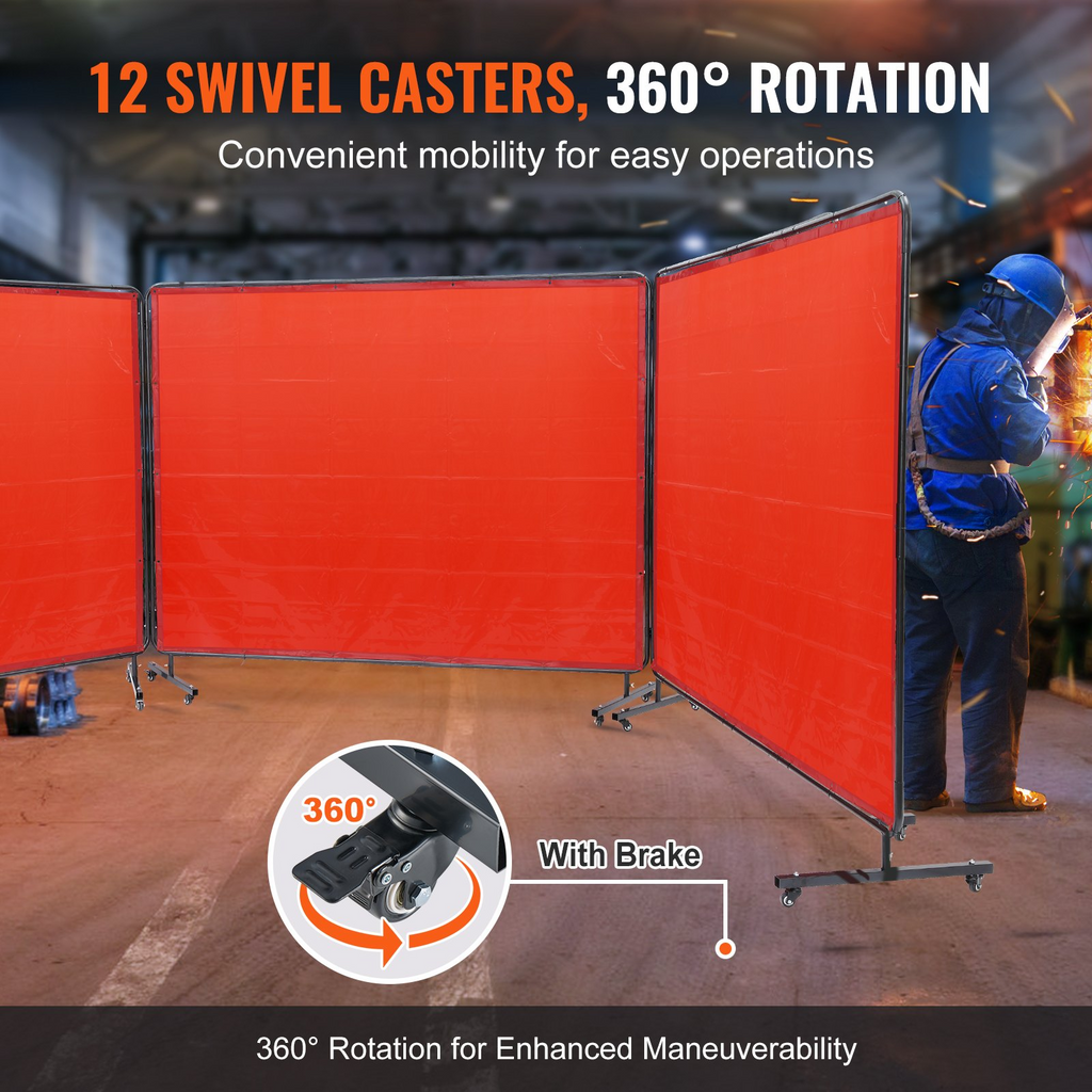 Pantalla de soldadura VEVOR con marco 6' x 8' 3 paneles