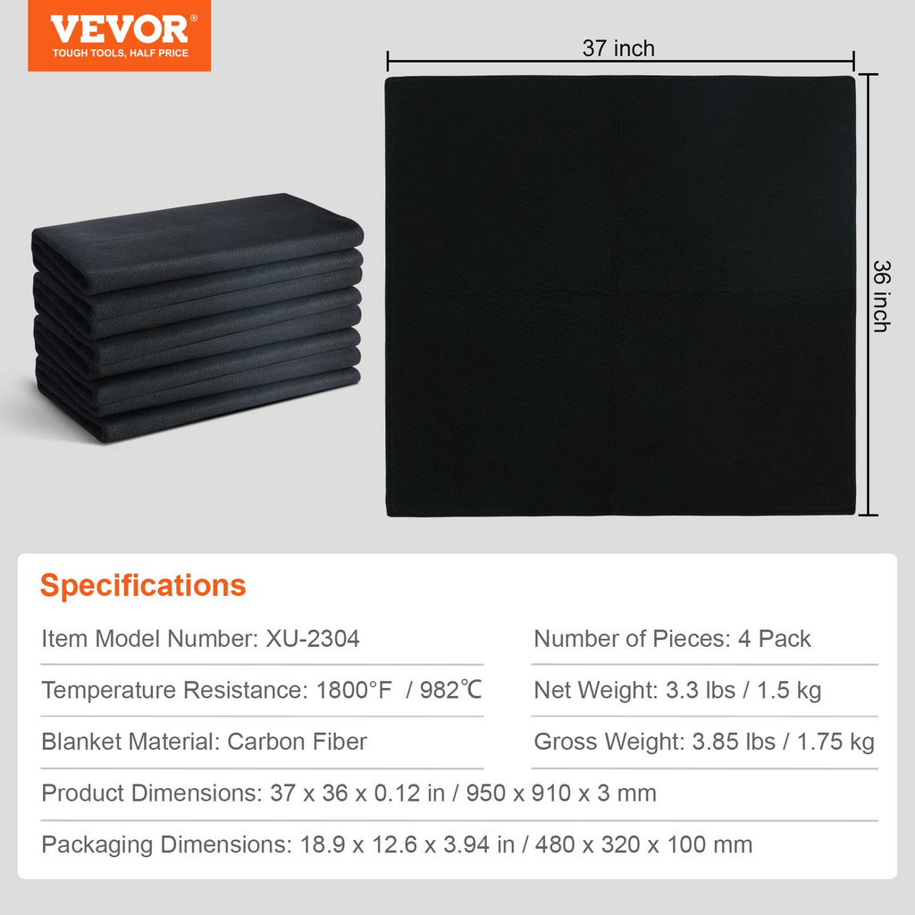 Manta de soldadura de fieltro de carbono VEVOR paquete de 4