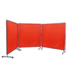 Pantalla de soldadura VEVOR con marco 6' x 6', 3 paneles resistente al fuego sobre 12 ruedas giratorias (6 bloqueables)