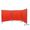 Pantalla de soldadura VEVOR con marco 6' x 6', 3 paneles resistente al fuego sobre 12 ruedas giratorias (6 bloqueables)