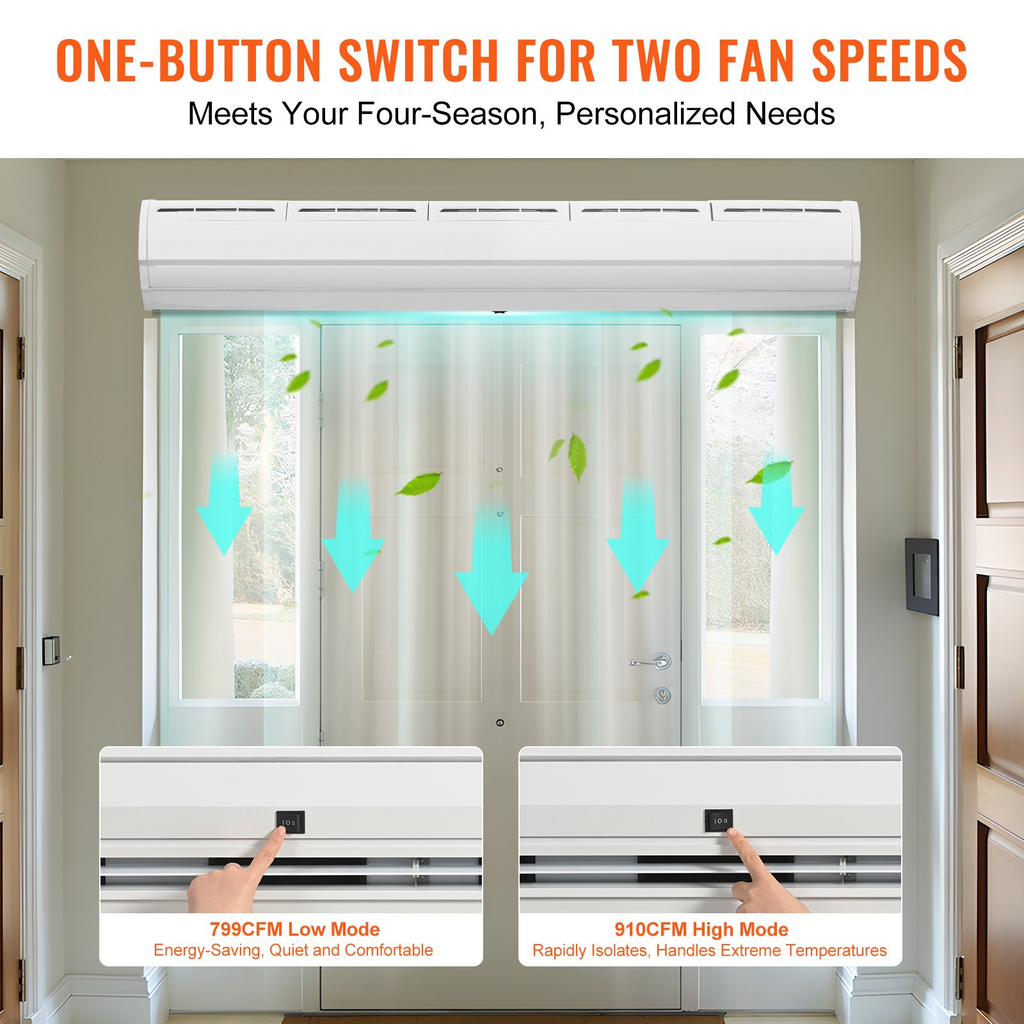 Cortina de aire comercial para interiores VEVOR de 60" de gran potencia 2 velocidades 1500 CFM 110 V
