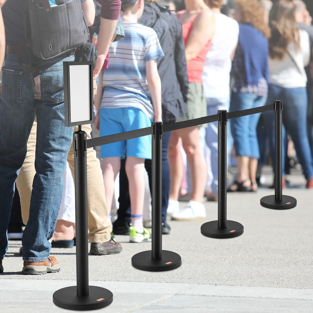 VEVOR - Postes de control de multitudes paquete de 6 y 3 cinturones retráctiles de 6,5 pies