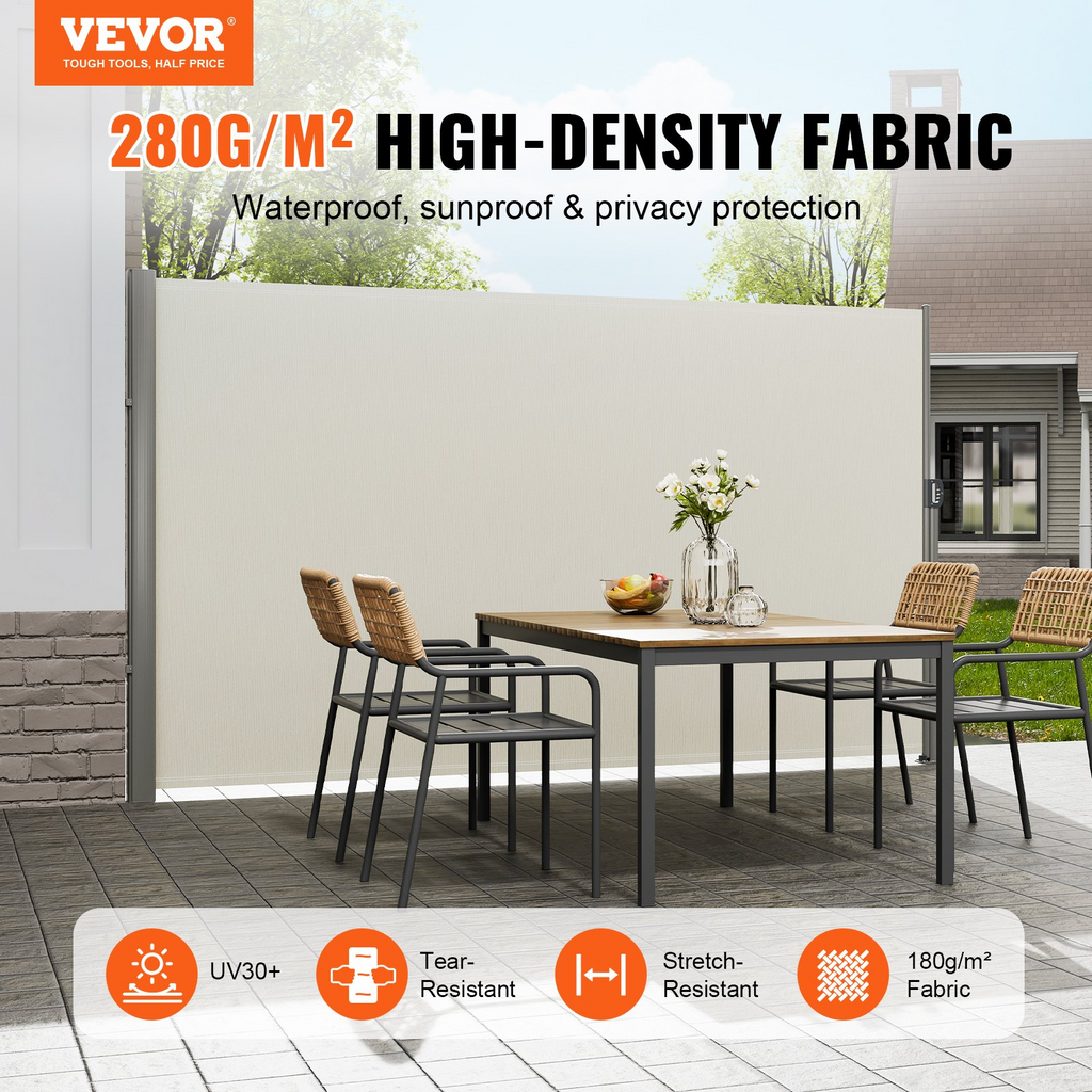 Toldo retráctil beige VEVOR de 180 x 300 cm (71 x 118 in) de aluminio resistente