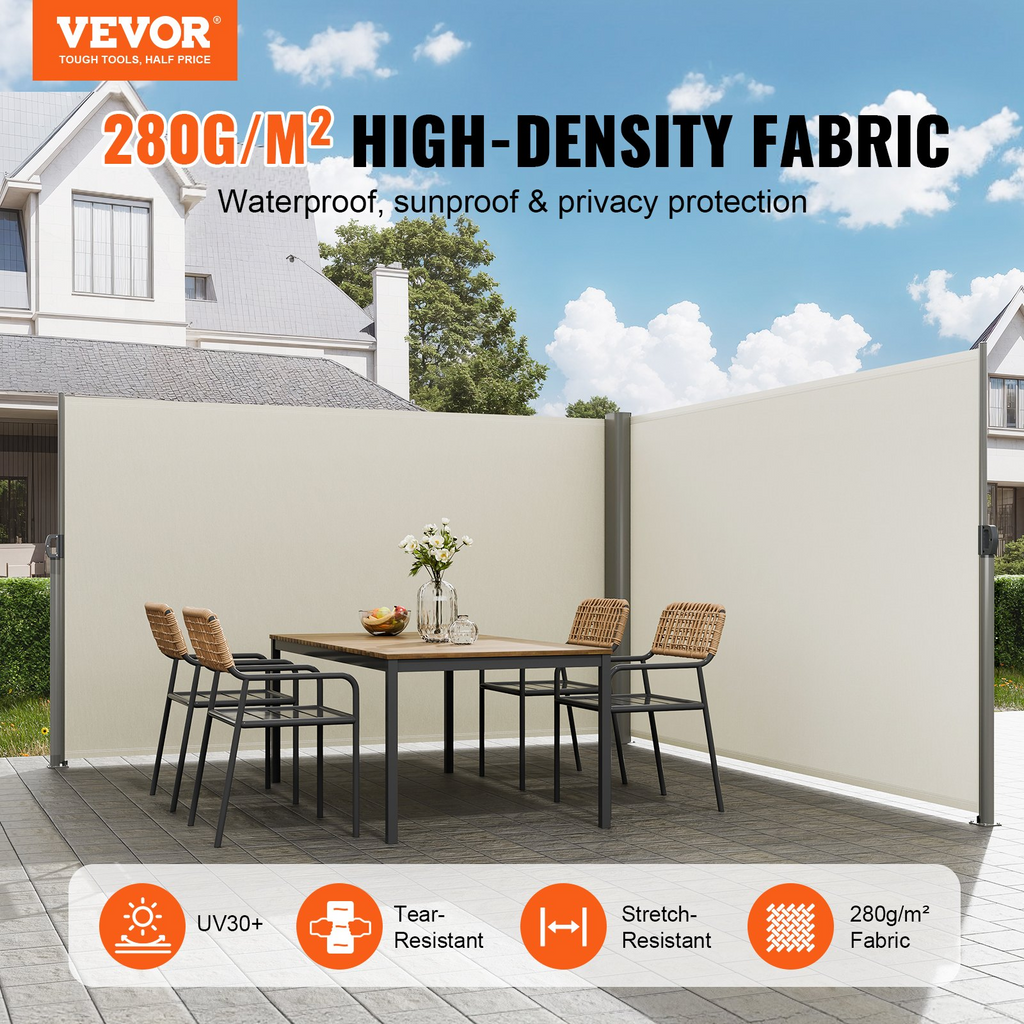 Toldo retráctil beige VEVOR de 63'' x 236''