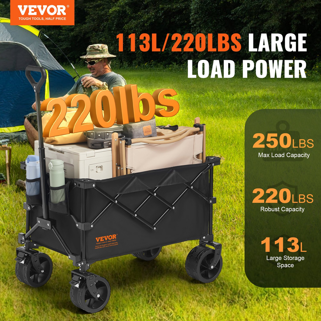 VEVOR - Carro plegable para playa 113 L  capacidad máxima de 250 lb