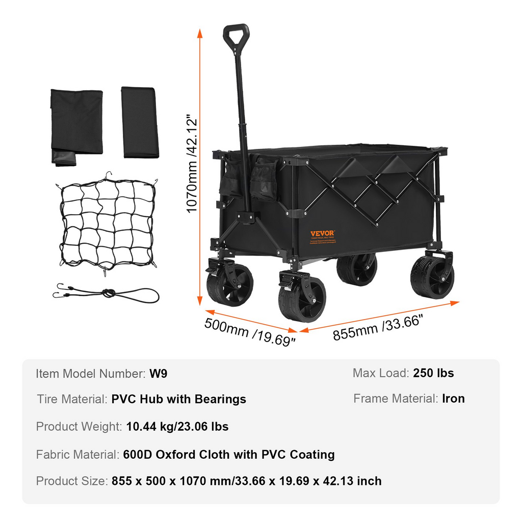 VEVOR - Carro plegable para playa 113 L  capacidad máxima de 250 lb