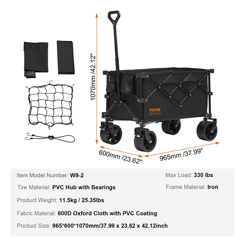 VEVOR - Carro plegable para playa 220 L con capacidad máxima de 330 lb