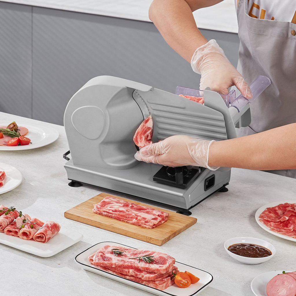 Cortadora de carne VEVOR de 180 W con hoja de acero inoxidable SUS420 de 7,5" y protector de hoja