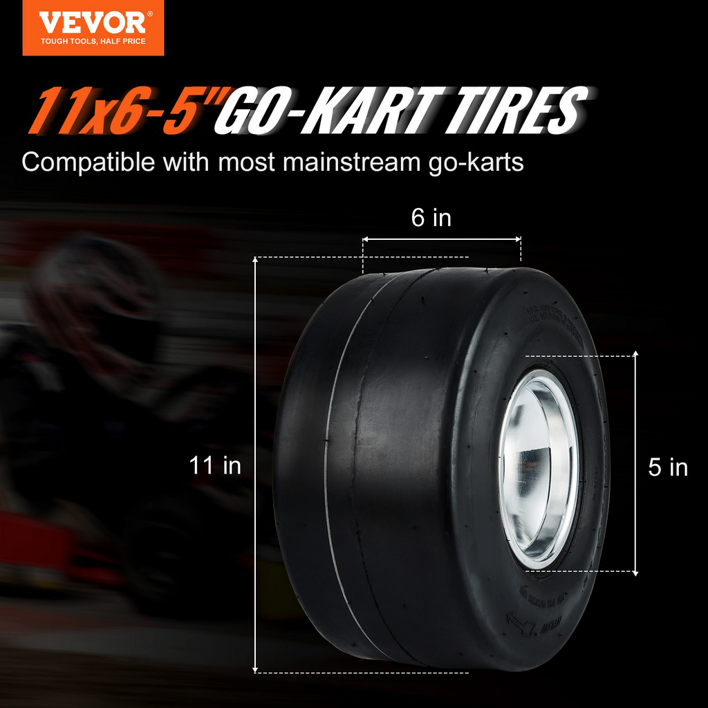 Neumáticos y llantas para karts VEVOR de 11 x 6-5" paquete de 2 ruedas traseras