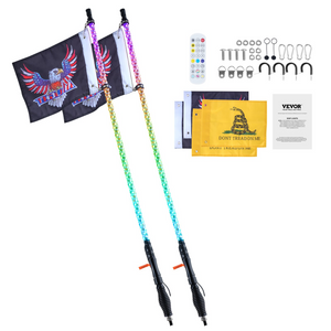 VEVOR 2 PCS 3 luz LED Whip con base de resorte con aplicación y control remoto