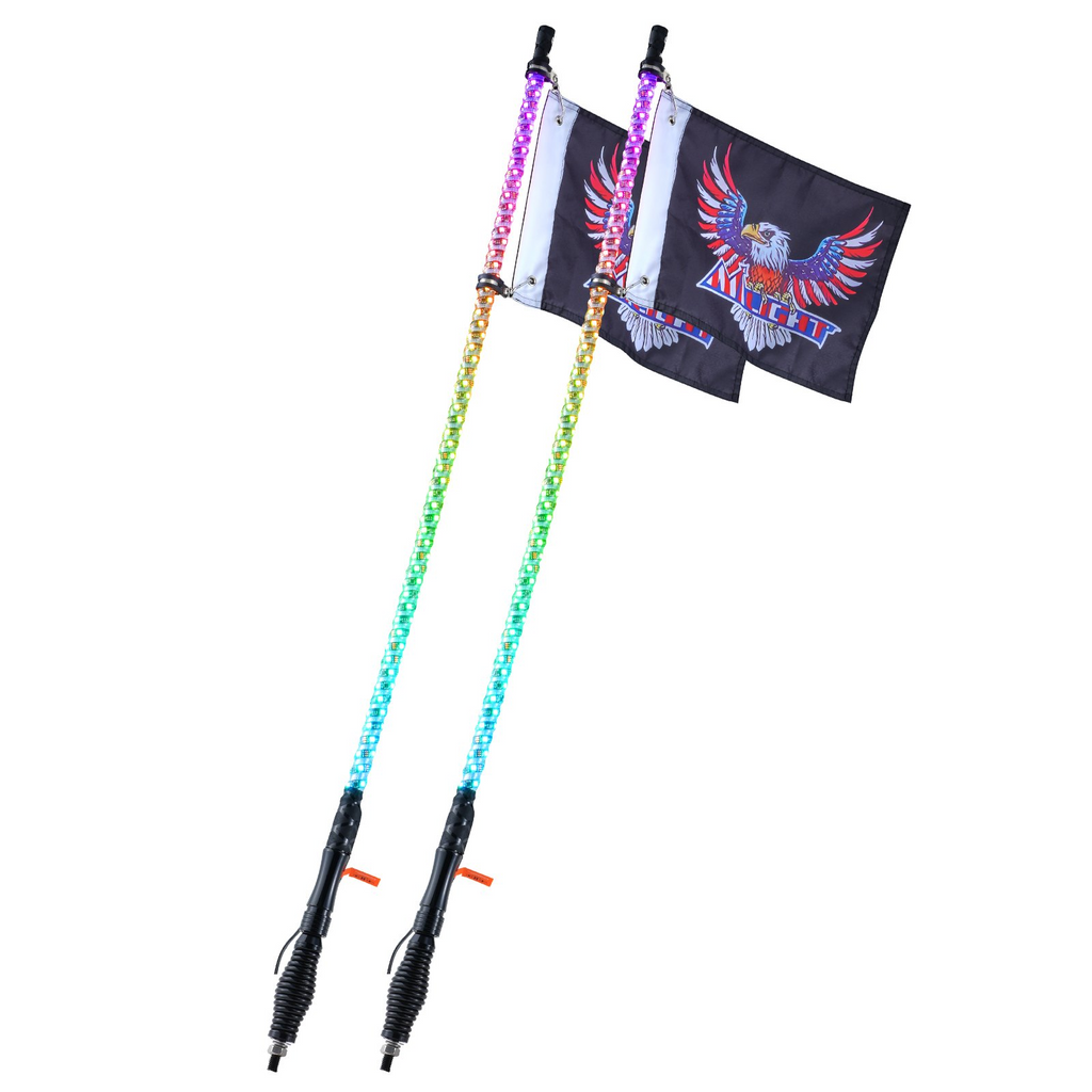 VEVOR 2 PCS 3 luz LED Whip con base de resorte con aplicación y control remoto