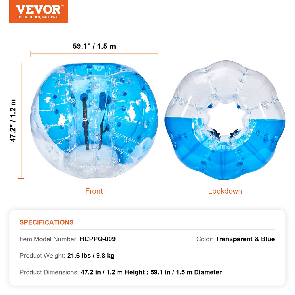 VEVOR - Pelota de parachoques inflable (1 unidad) 1,5 m (5 pies) de cuerpo 0,8 mm de grosor de PVC