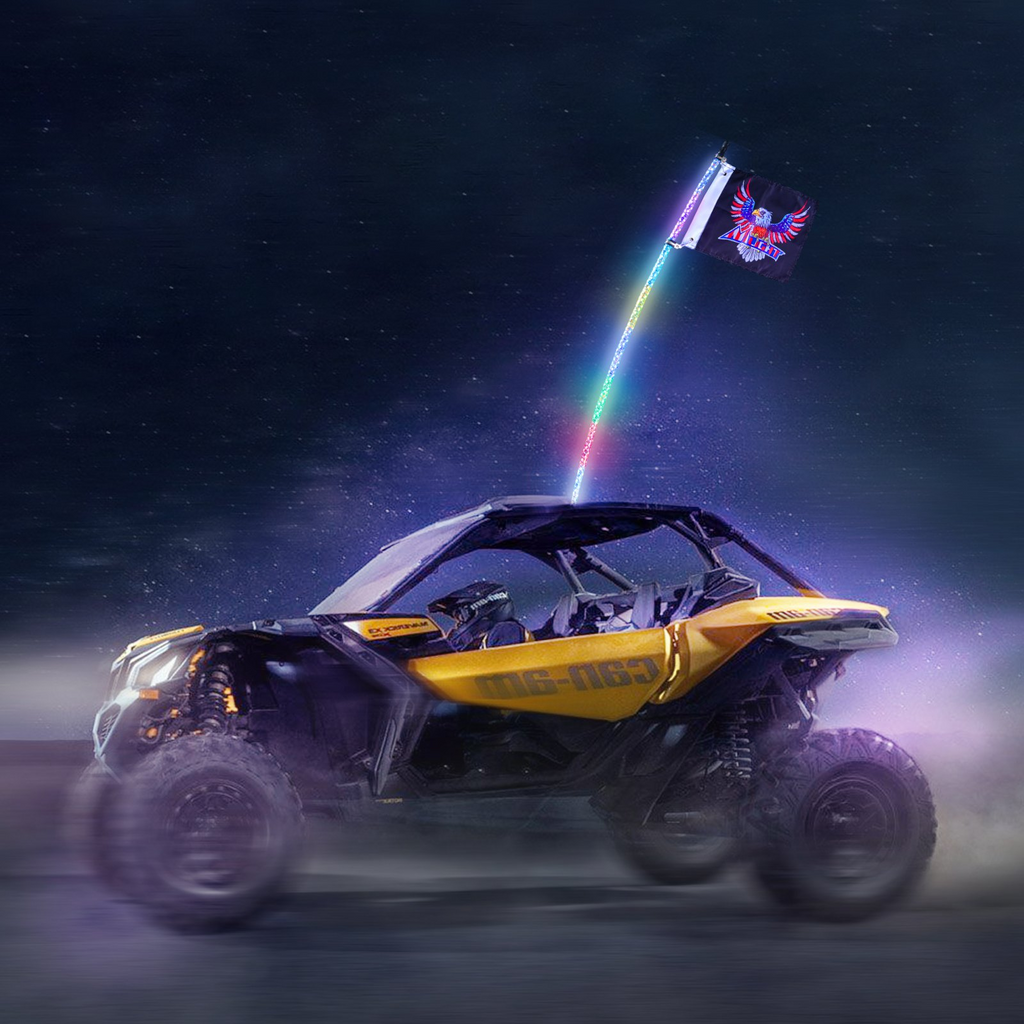 VEVOR Whip Light y control remoto Impermeable 360° con 2 banderas