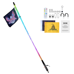 VEVOR Whip Light y control remoto Impermeable 360° con 2 banderas