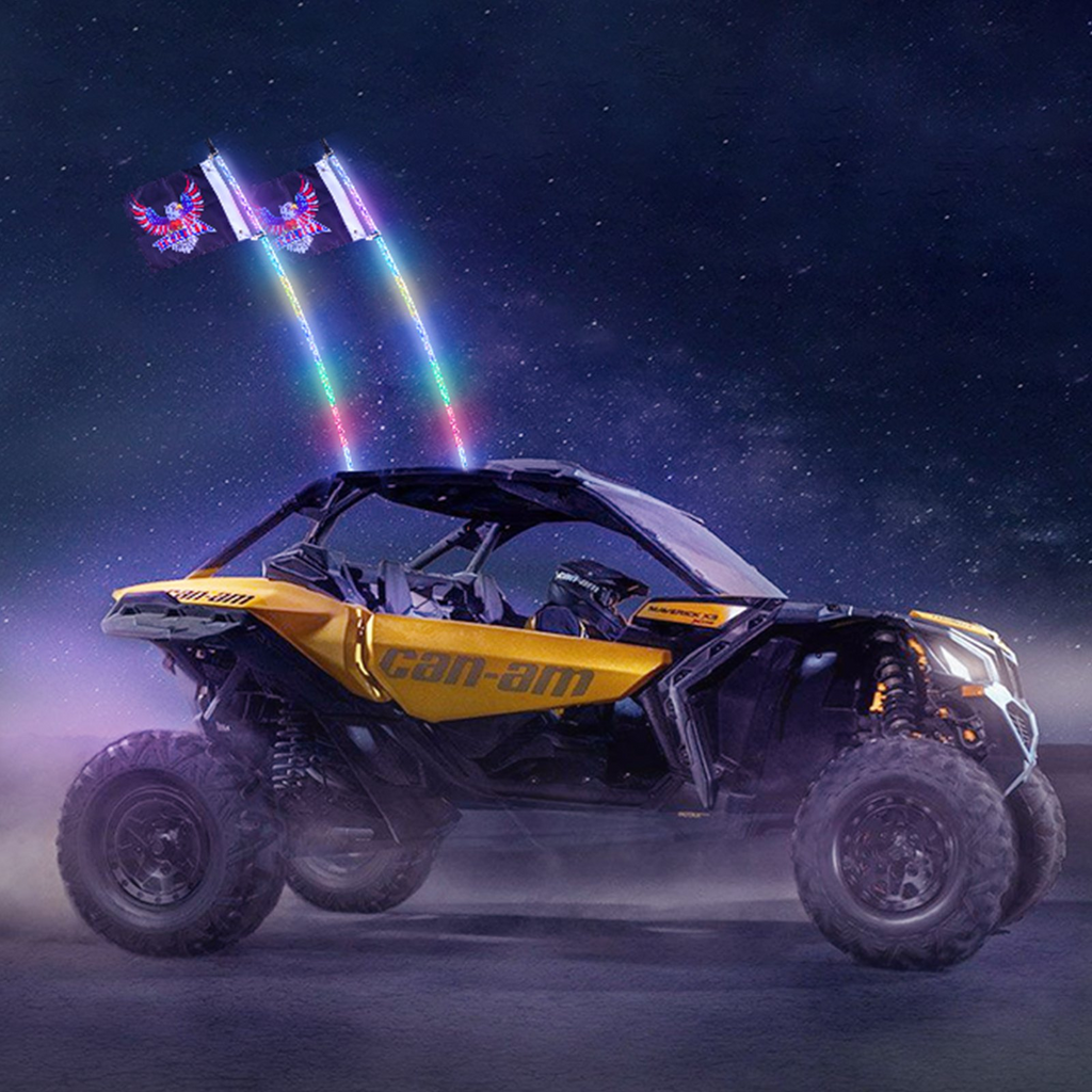 Led Whip Light Control Remoto Impermeable 360° con 4 Banderas para UTV ATV Motocicletas RZR Can-am Camiones Todoterreno Go-karts