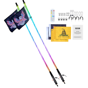 Led Whip Light Control Remoto Impermeable 360° con 4 Banderas para UTV ATV Motocicletas RZR Can-am Camiones Todoterreno Go-karts