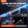 VEVOR LED Whip Light con base de resorte con aplicación y control remoto impermeable 360 °