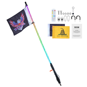 VEVOR LED Whip Light con base de resorte con aplicación y control remoto impermeable 360 °