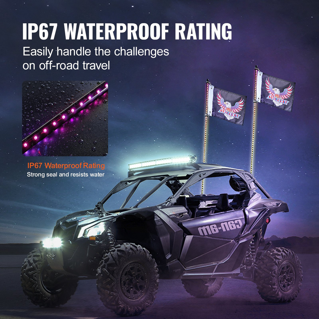Control remoto Led Impermeable RGB con 4 banderas para UTV ATV motocicletas RZR Can-am camiones todoterreno Go-karts