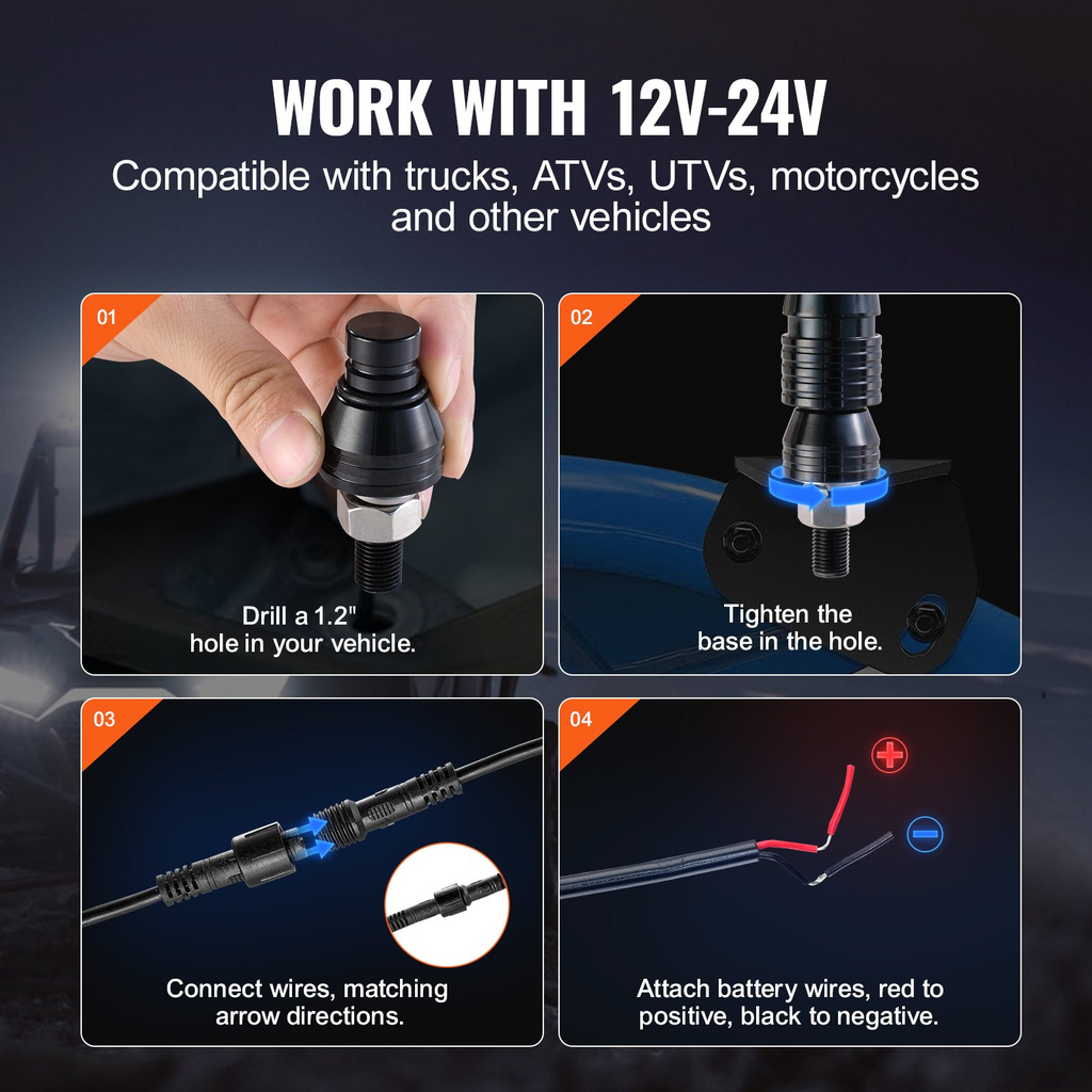 Control remoto Led Impermeable RGB con 4 banderas para UTV ATV motocicletas RZR Can-am camiones todoterreno Go-karts