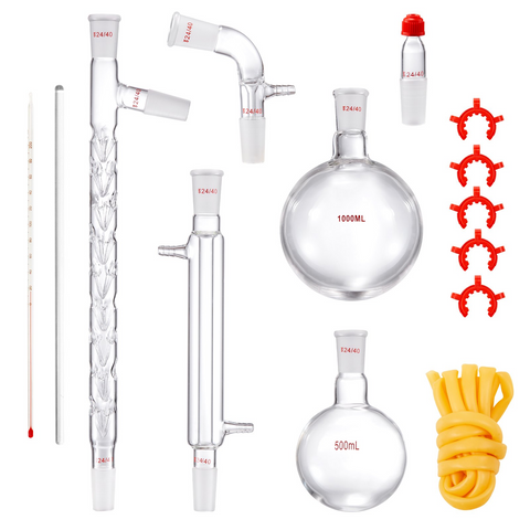 Kit de destilación de laboratorio VEVOR borosilicato 3,3 con 24 juntas y 40 1000 ml